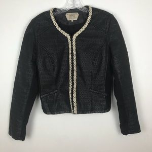 Zara Trafaluc Embroidered Leather Jacket